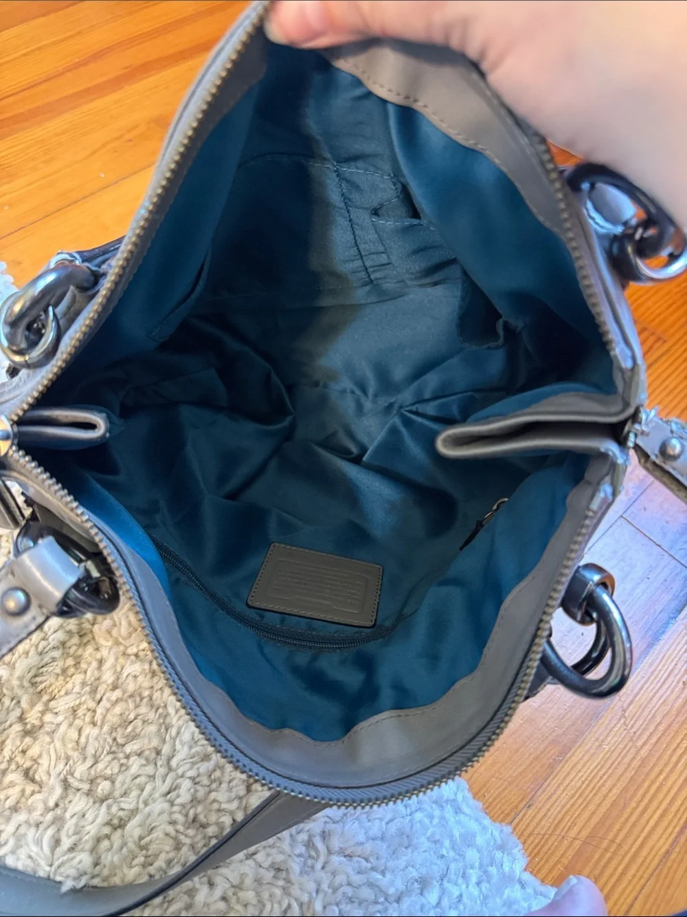 RARE COACH KRISTIN Grey Leather croc leather Shoulder Tote Carryall